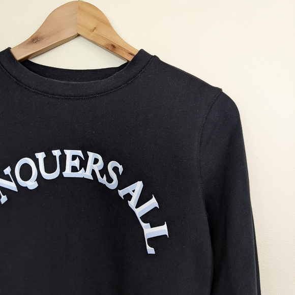 Talula Cropped Conquers All Pullover Lightweight Sweatshirt | Black Crop Top - Picture 4 of 12